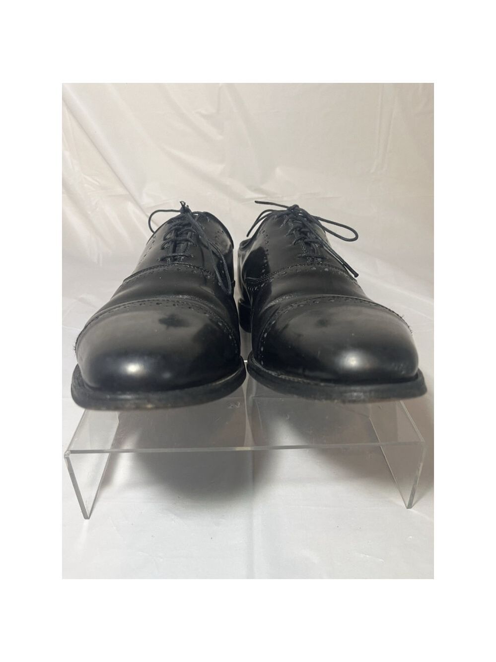 Allen Edmonds 9.5 B Mens Dress Shoes Hale Black Leather Brocade Oxfords ($425) - Picture 14 of 15